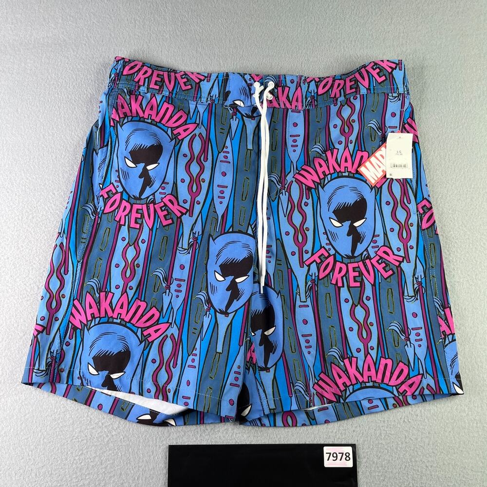 Marvel Wakanda Forever Swim Trunks Mens Lined Large Bathing Suit Mens New NWT